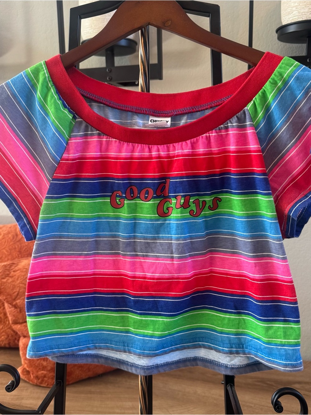 Good Guys Multicolor Striped Crop Top - Red Trim-Never Worn